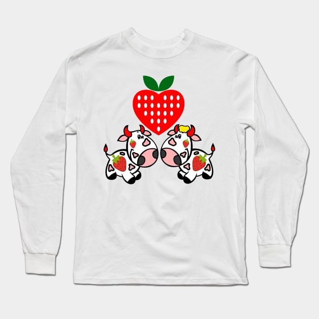 strawberry cow 1 Long Sleeve T-Shirt by medo art 1